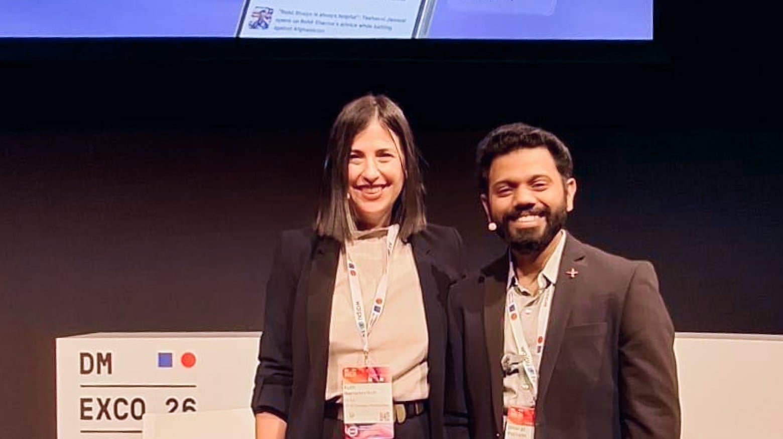 Ruth Manielevitch of EX.CO and Bharat K Pattem of Glance on stage at DMEXCO 2026